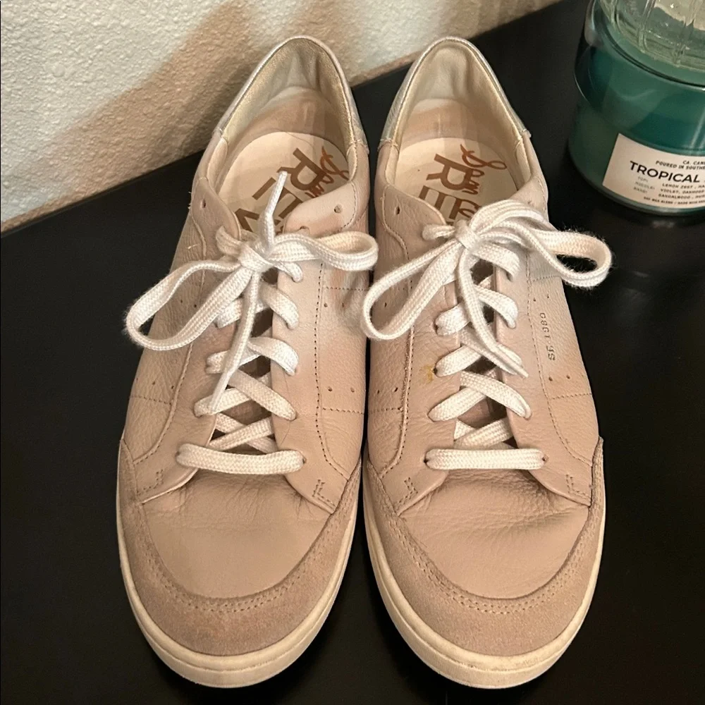 Sam Edelman JOSI Sliver Grey/Light Sone Leather‎ Lace-Up Sneakers Women’s Size 8